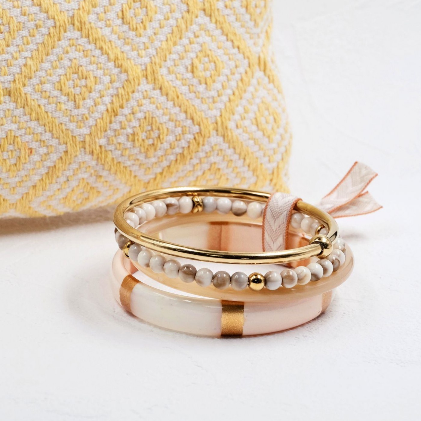 Set of Stainless Steel Bracelet - Beige — Bracelets from Toolittle — additional view 3