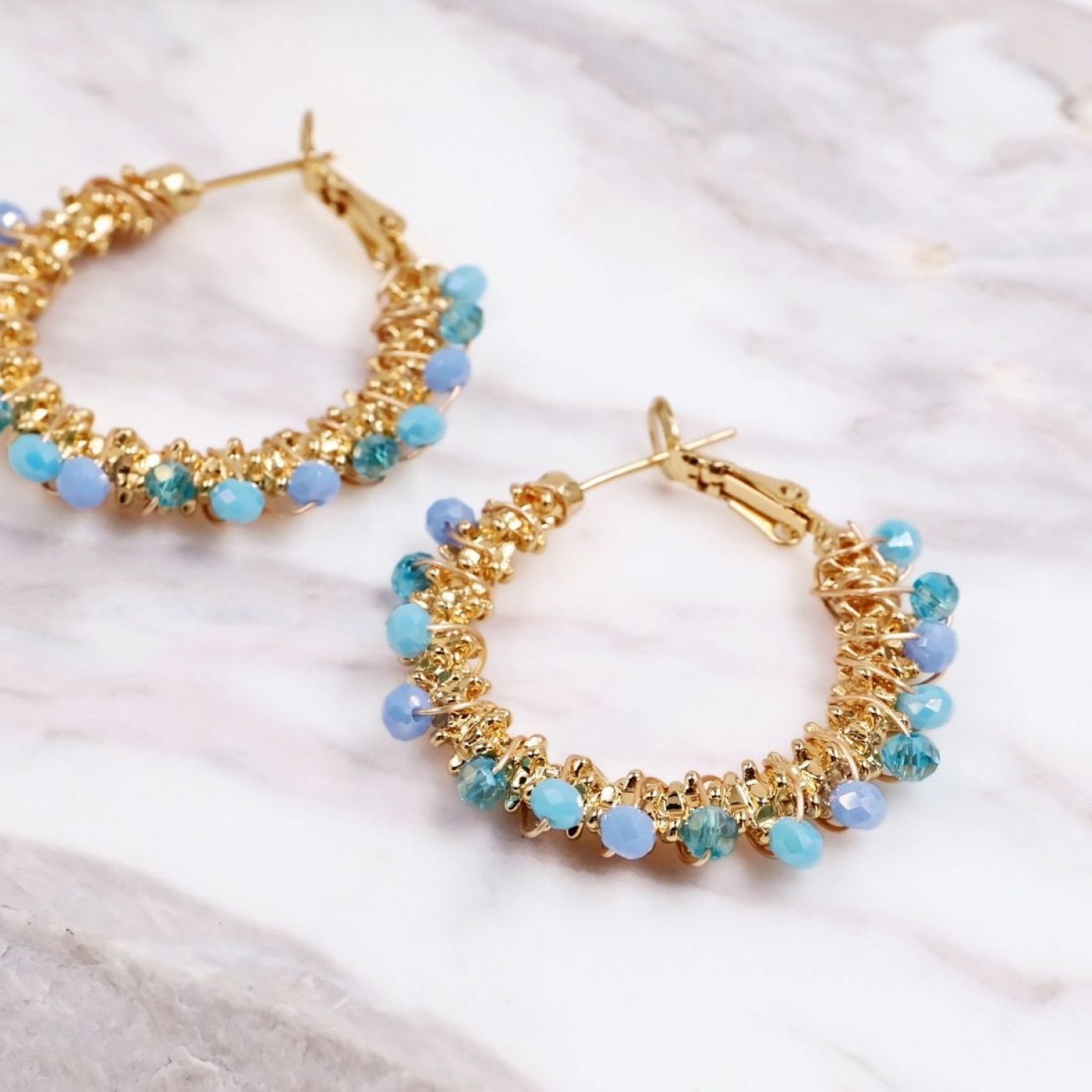 Stainless Steel Hoop Earrings | Crystal Beads — Earrings from Toolittle — additional view 4