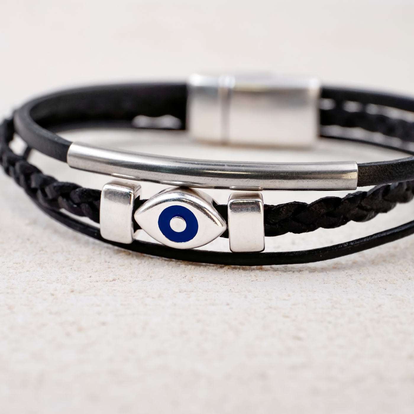 Evil Eye Leather Men's Bracelet — Bracelets from Toolittle — additional view 2