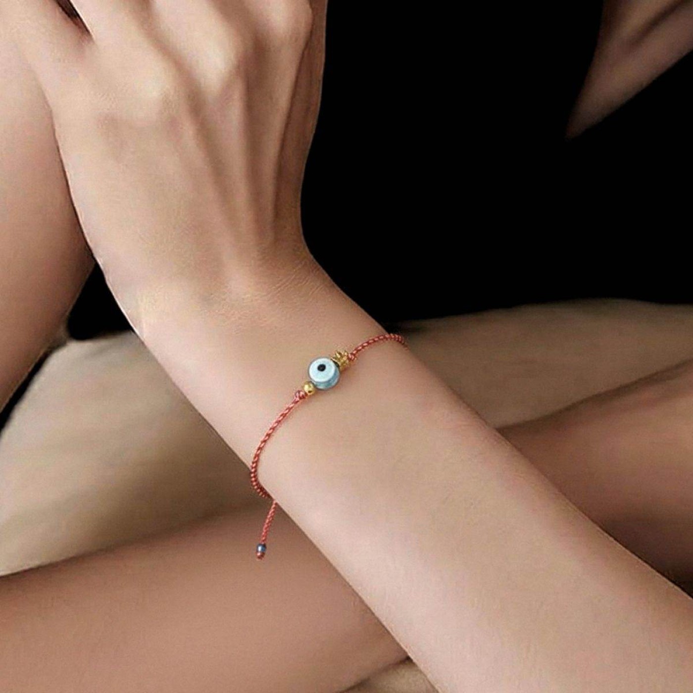 Women’s Martaki Bracelet with Evil Eye & 24K Crown | Handmade — Bracelets from Toolittle — additional view 2