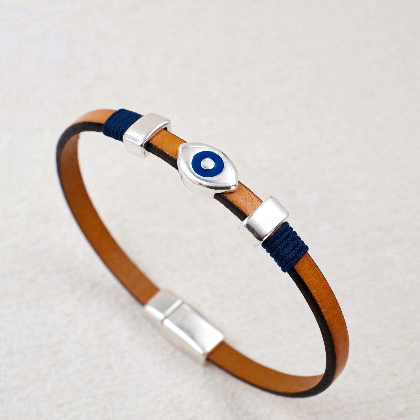 Evil Eye Leather Men's Bracelet