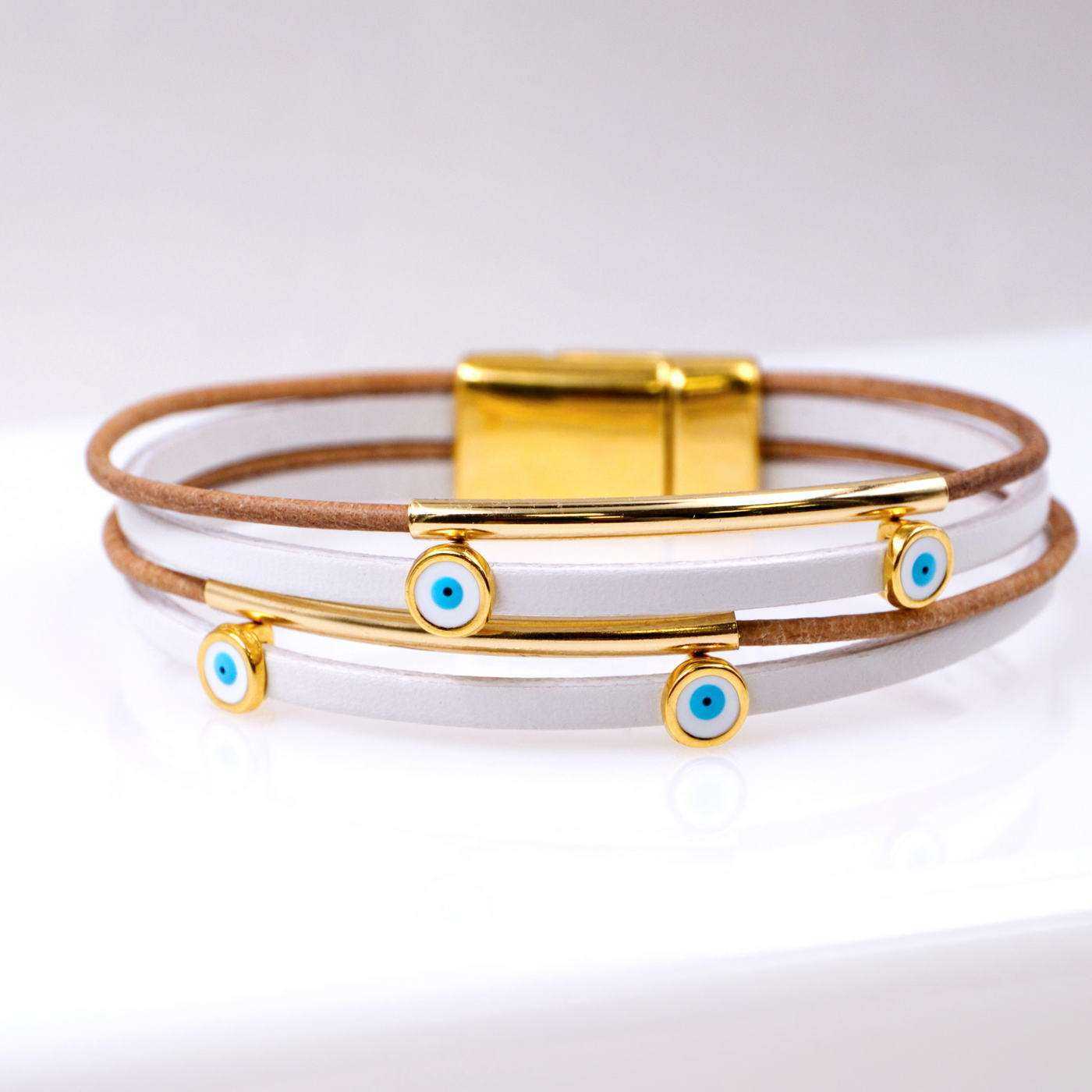 Tiny Evil Eyes Leather Bracelet — Bracelets from Toolittle — additional view 2