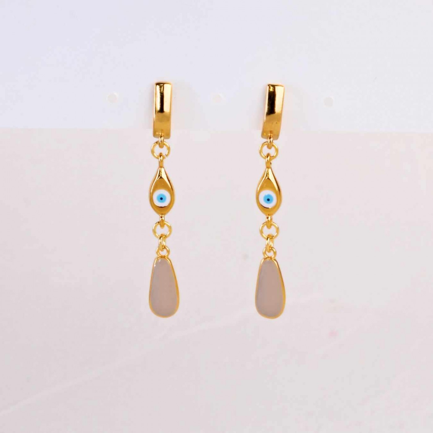 Gold-plated Earrings: Drop & Evil Eye with Enamel — Earrings from Toolittle — additional view 6