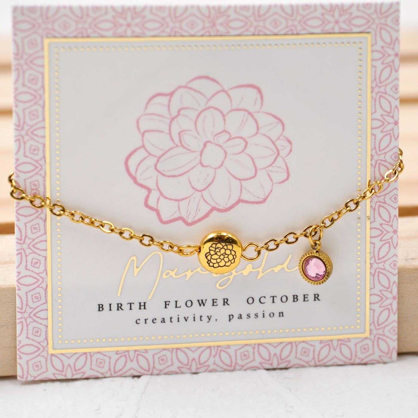 Bracelet with Birth Flower - October