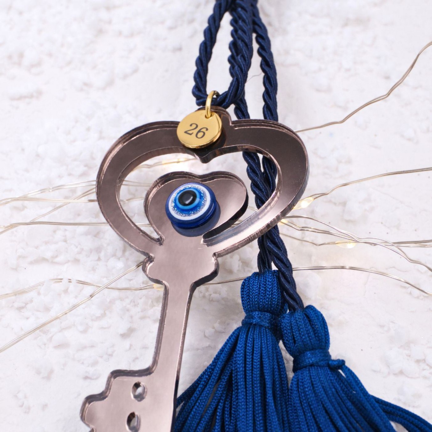 Handmade 2026 Good Luck Charm – Plexiglass Key & Acrylic Evil Eye — Pendants & charms from Toolittle — additional view 2