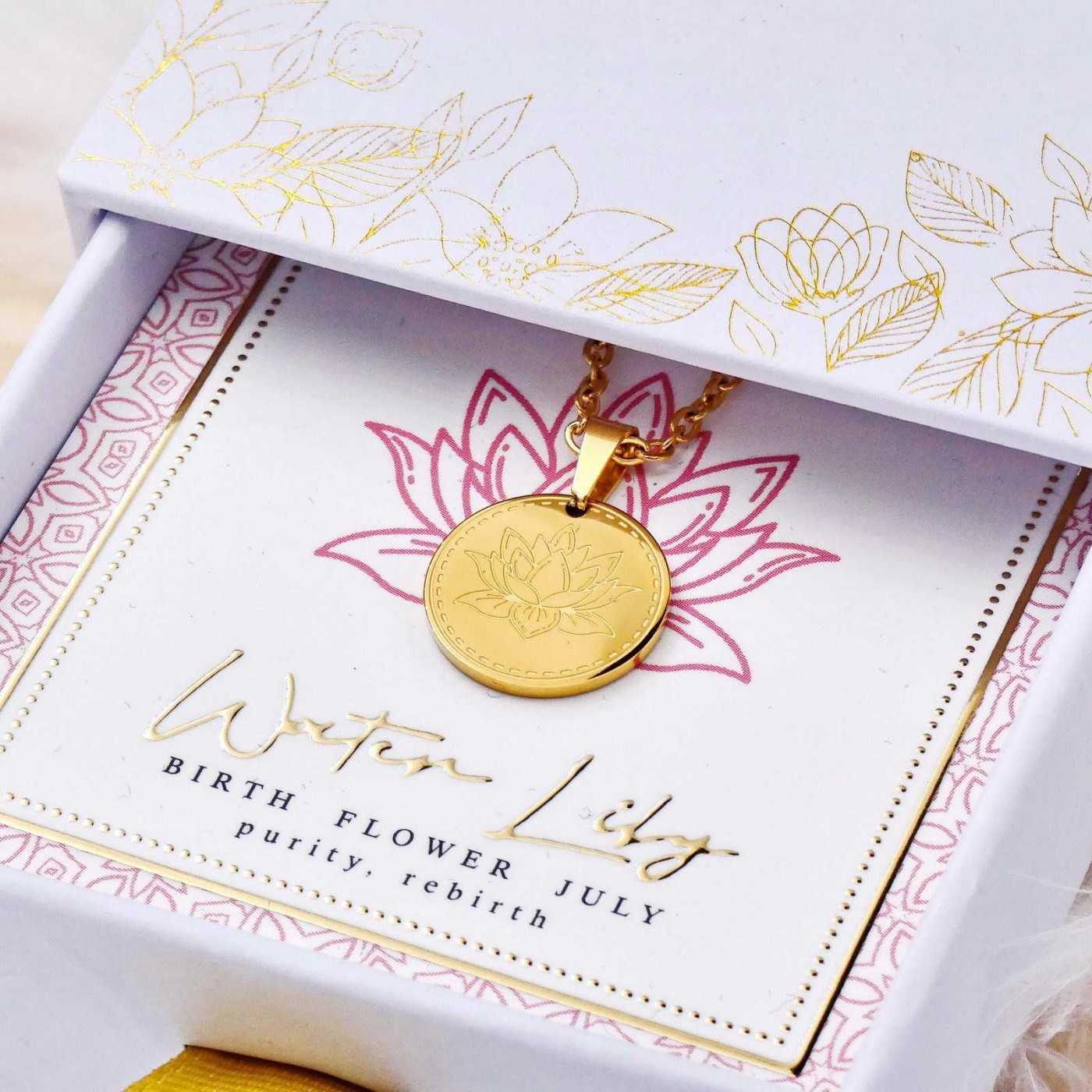 Birth Flower Necklace- Water Lily for July — Necklaces from Toolittle — additional view 4