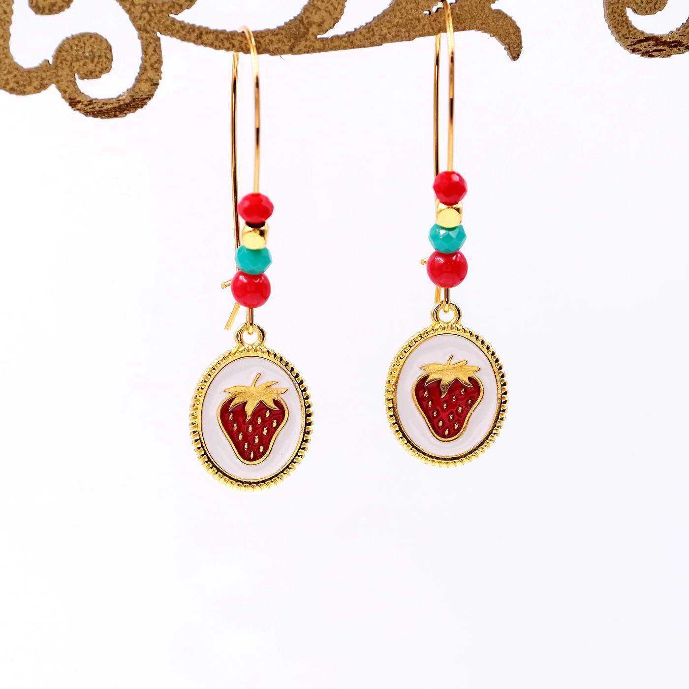 Earrings Enamel Strawberry — Earrings from Toolittle — additional view 2