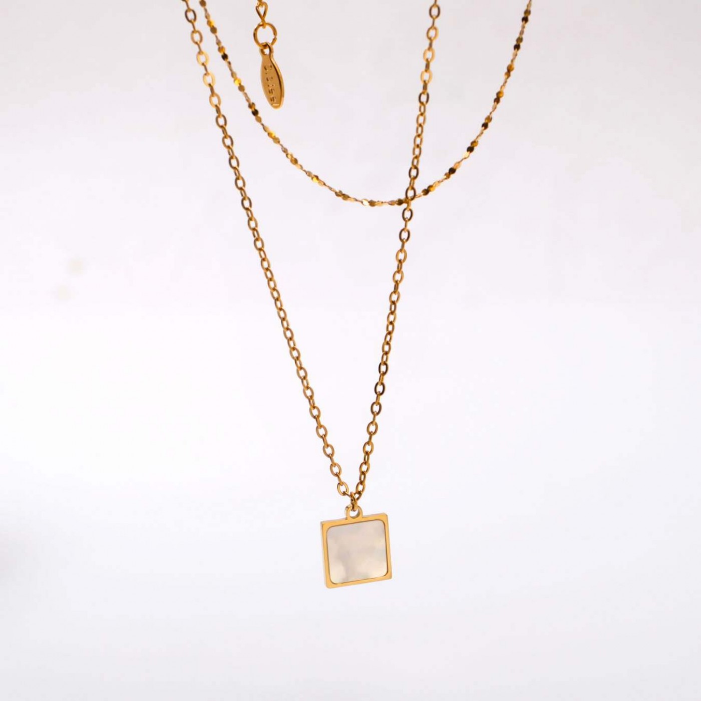 Mother of Pearl Elegance: Steel Layered Necklace — Necklaces from Toolittle — additional view 2