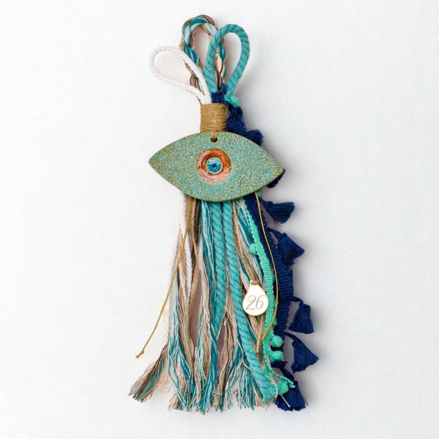 Hanging Lucky Charm with Ceramic Evil Eye & Enamel — Pendants & charms from Toolittle — additional view 3