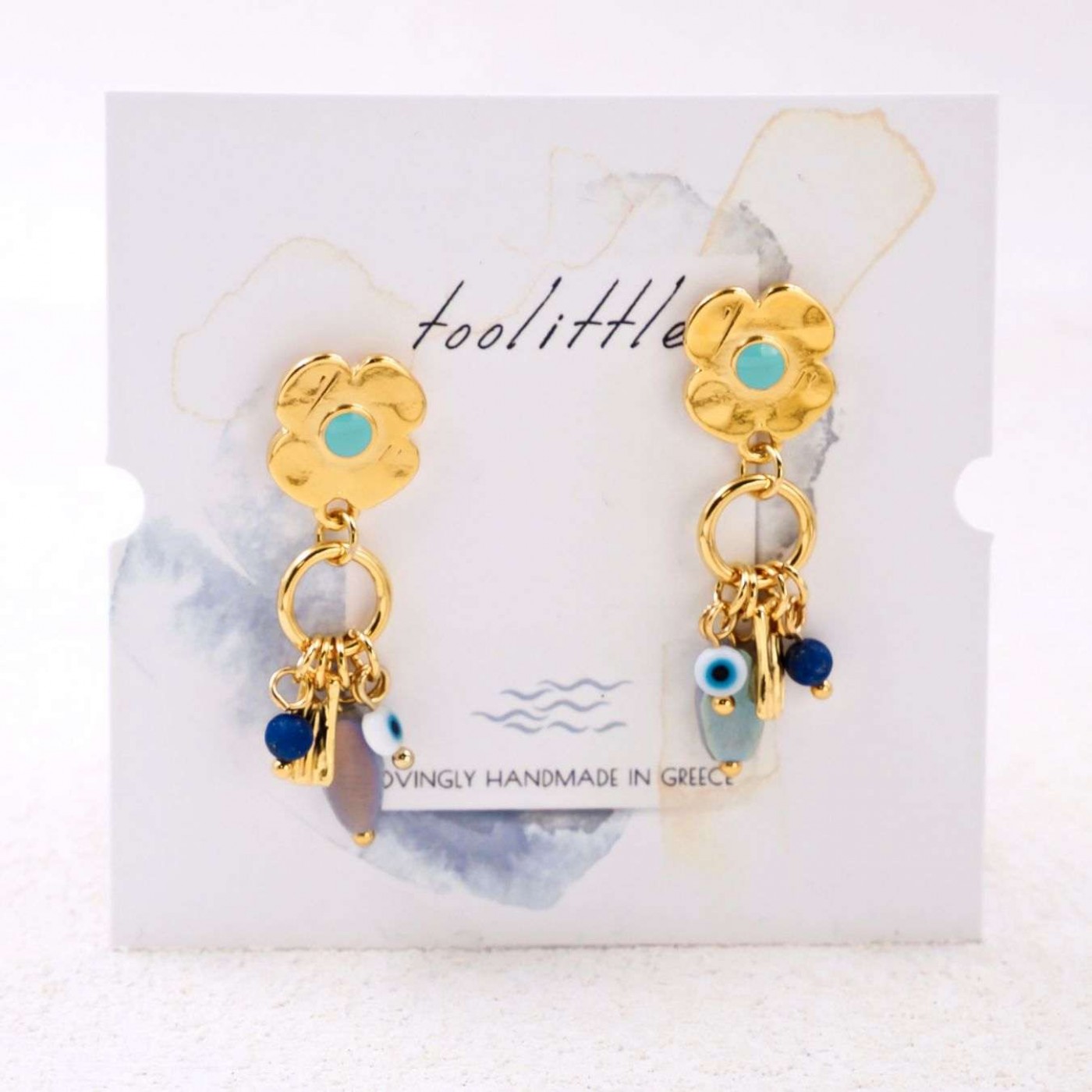 Gold-Plated Flower Earrings | Crystals & Enamel — Earrings from Toolittle — additional view 2