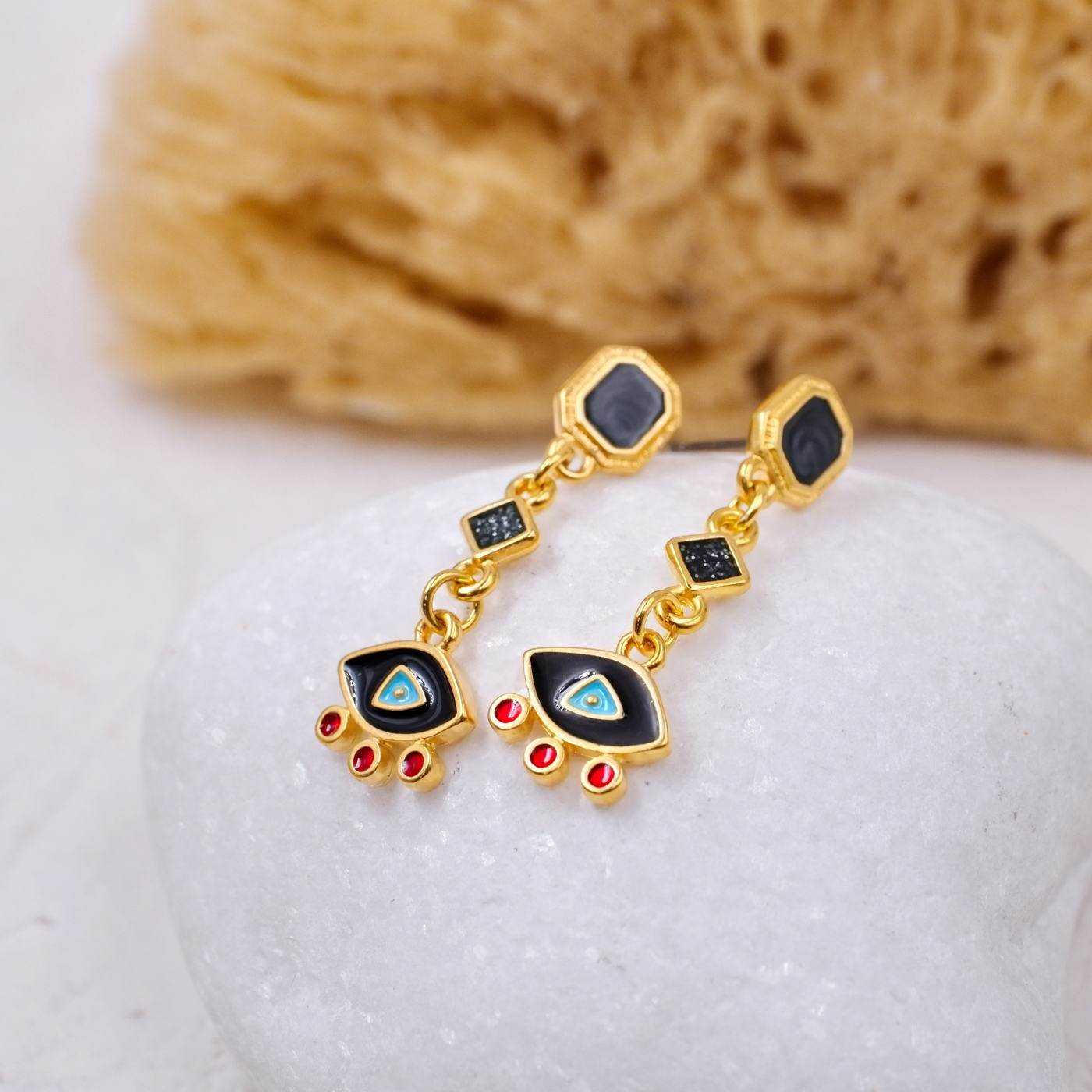 Enamelled Evil Eyes Earrings