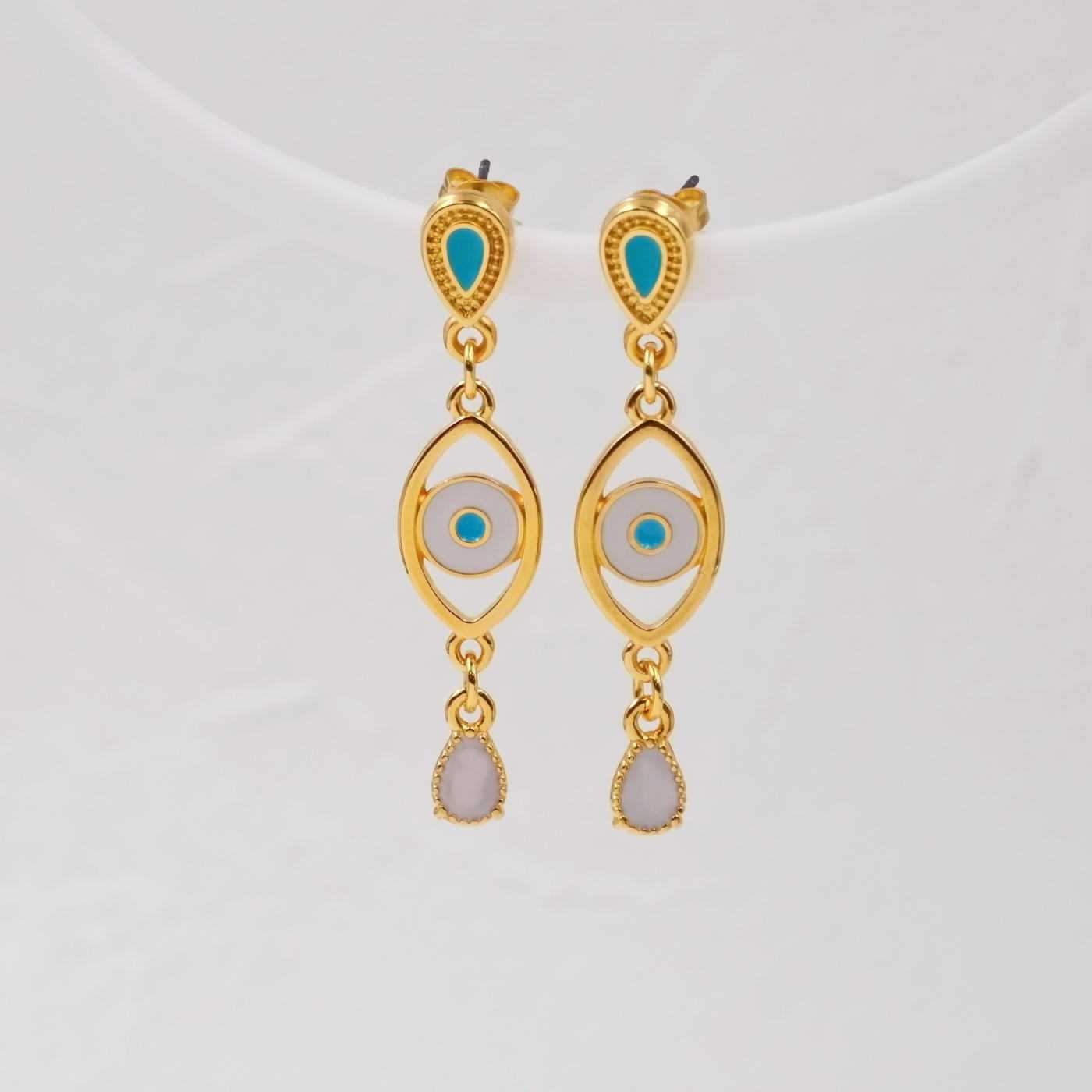 Evil eyes earrings with glittered enamel — Earrings from Toolittle — additional view 2