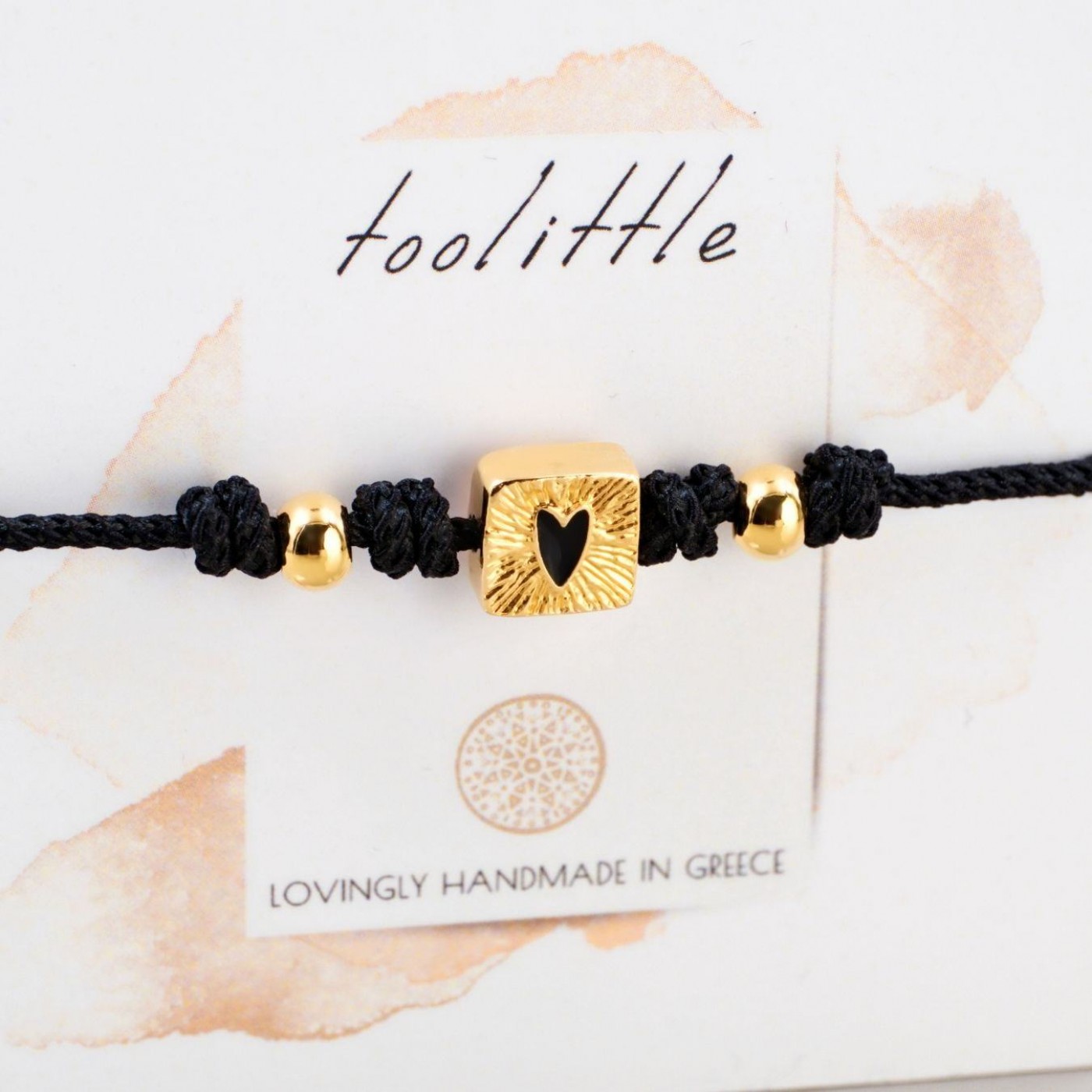 Gold-plated Macrame Bracelet - Heart & Enamel — Bracelets from Toolittle — additional view 3