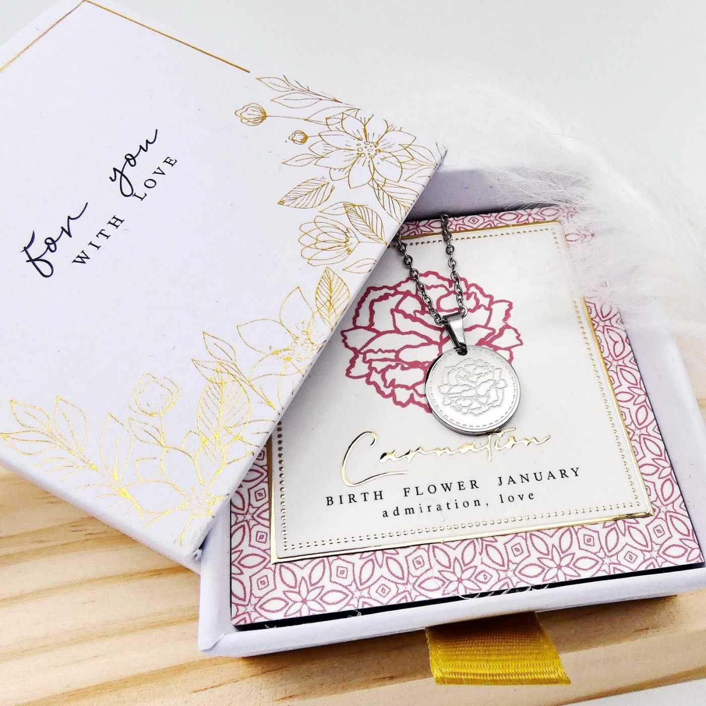 Birth Flower Necklace- Carnation for January — Necklaces from Toolittle — additional view 3