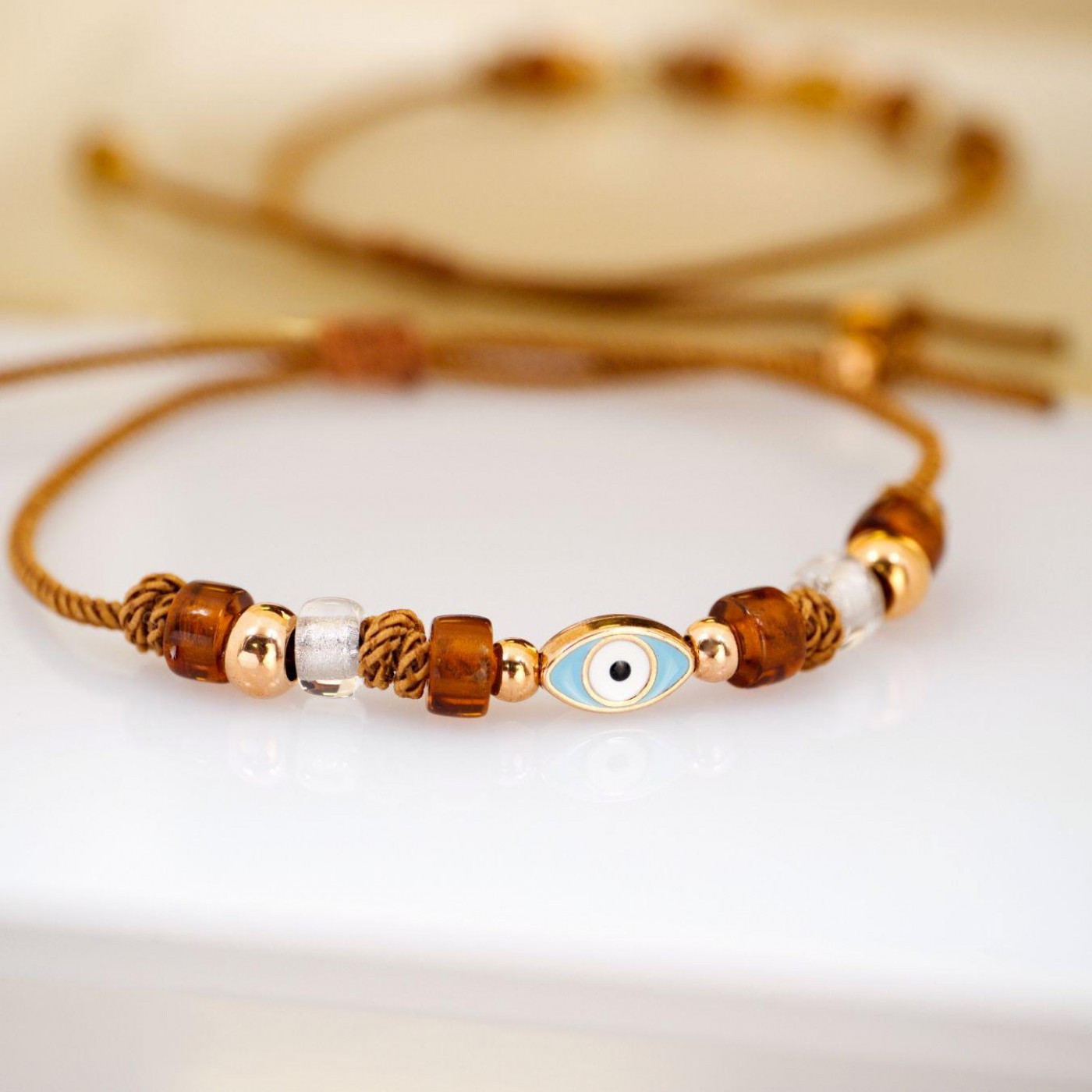 Evil Eye Bracelet – Rose Gold 24K & Enamel — Bracelets from Toolittle — additional view 2