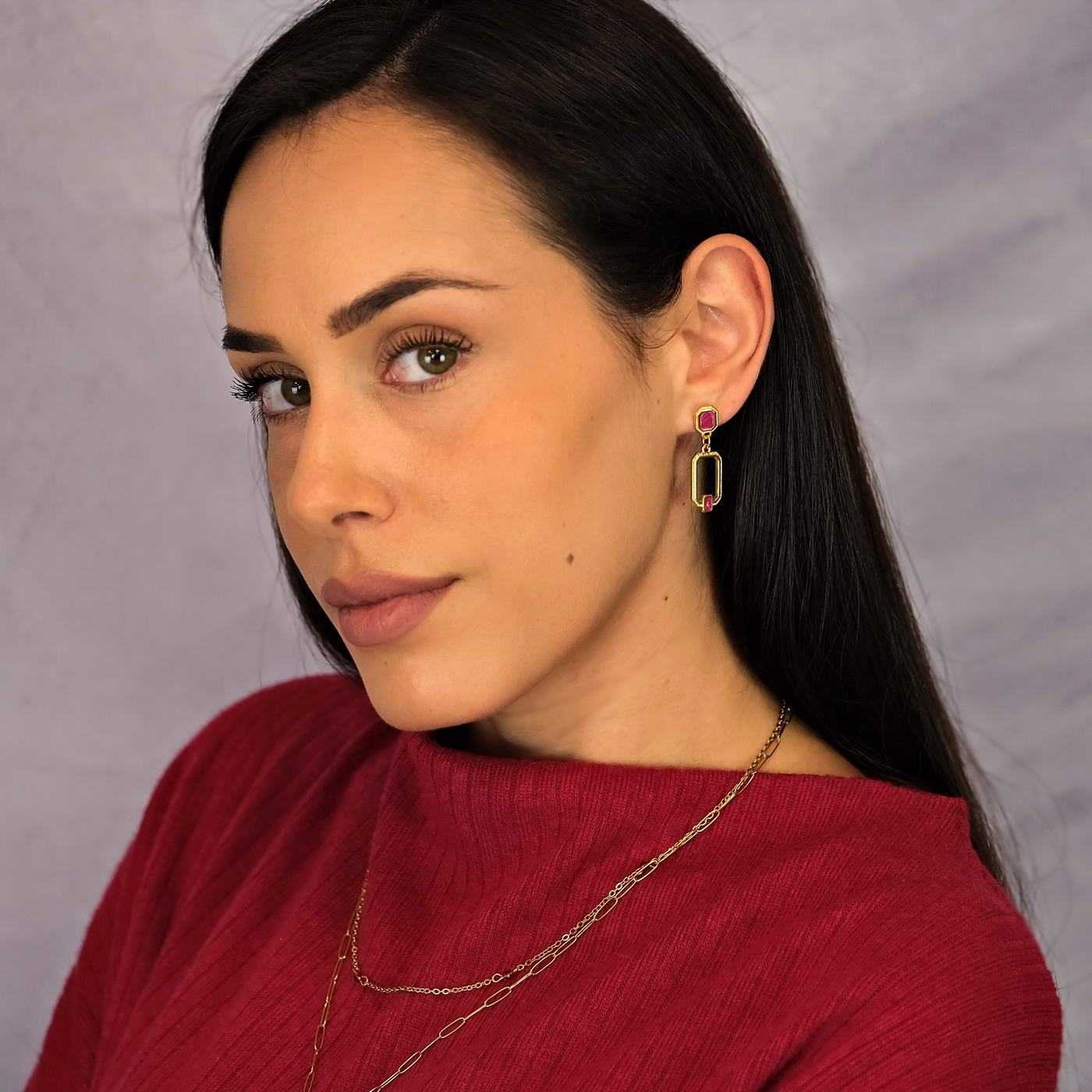 Gold-plated earrings with enamel — Earrings from Toolittle — additional view 6