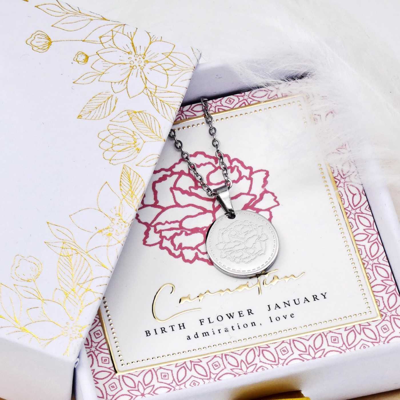 Birth Flower Necklace- Carnation for January — Necklaces from Toolittle — additional view 2