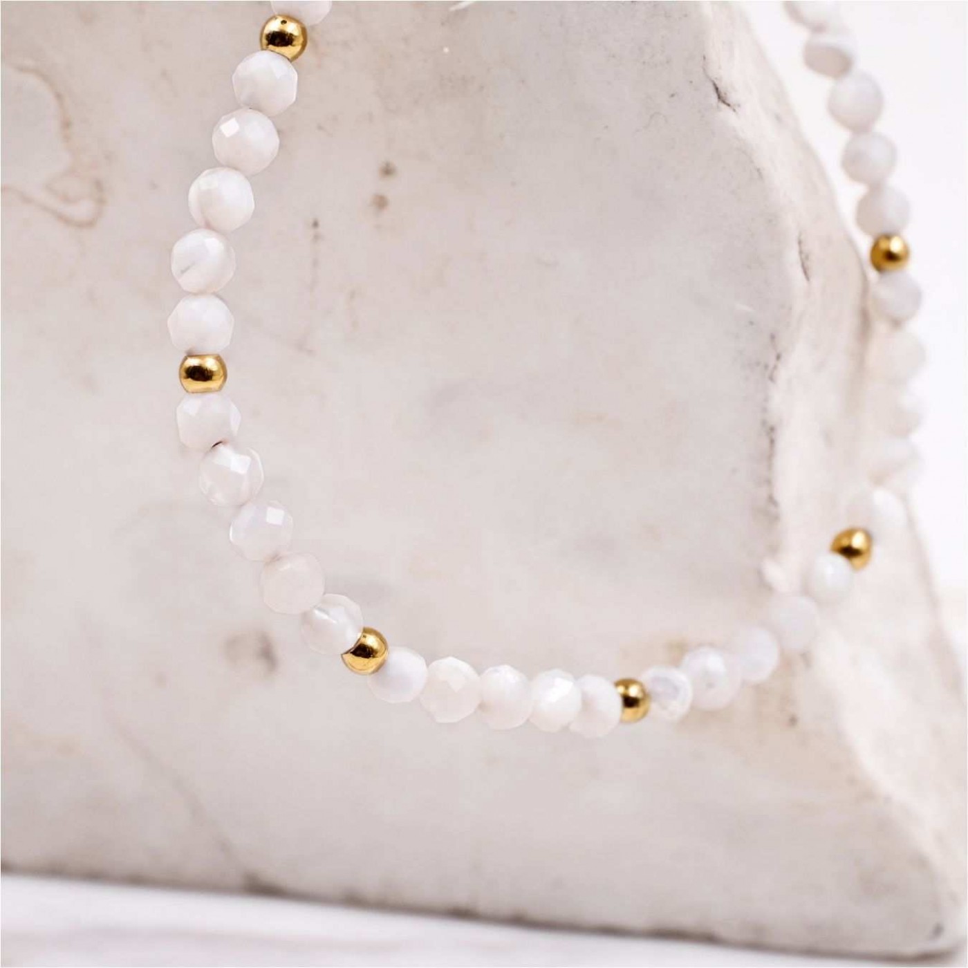 Macramé Bracelet with Crystals & Semiprecious Stones | White — Bracelets from Toolittle — additional view 5