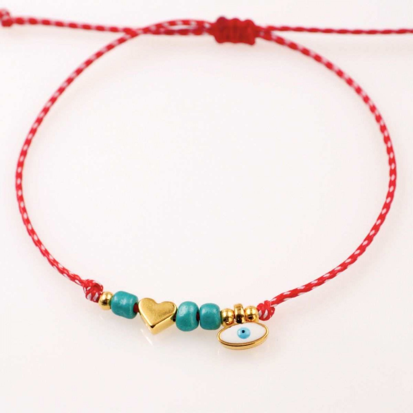Women’s Martaki Bracelet with Eye & Metal Heart | Handmade — Bracelets from Toolittle — additional view 2