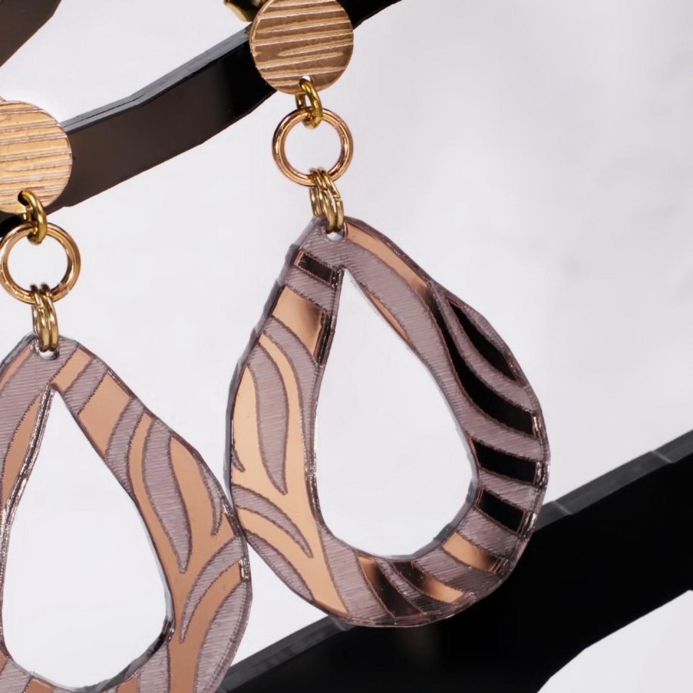 Steel Dangle Earrings - Animal Print & Enamel — Earrings from Toolittle — additional view 2