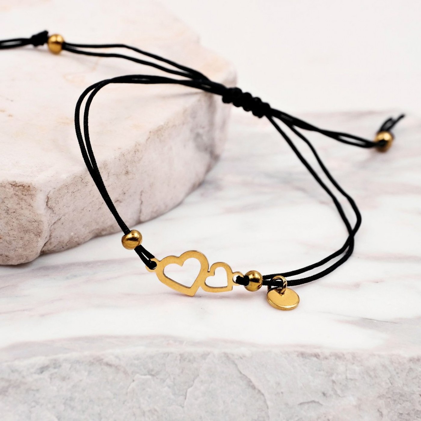 Macramé Stainless Steel Bracelet | Twin Hearts - Black — Bracelets from Toolittle — additional view 3