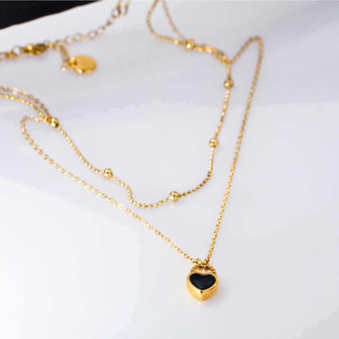 Handmade Layered Necklace - Enamelled Heart — Necklaces from Toolittle — additional view 4