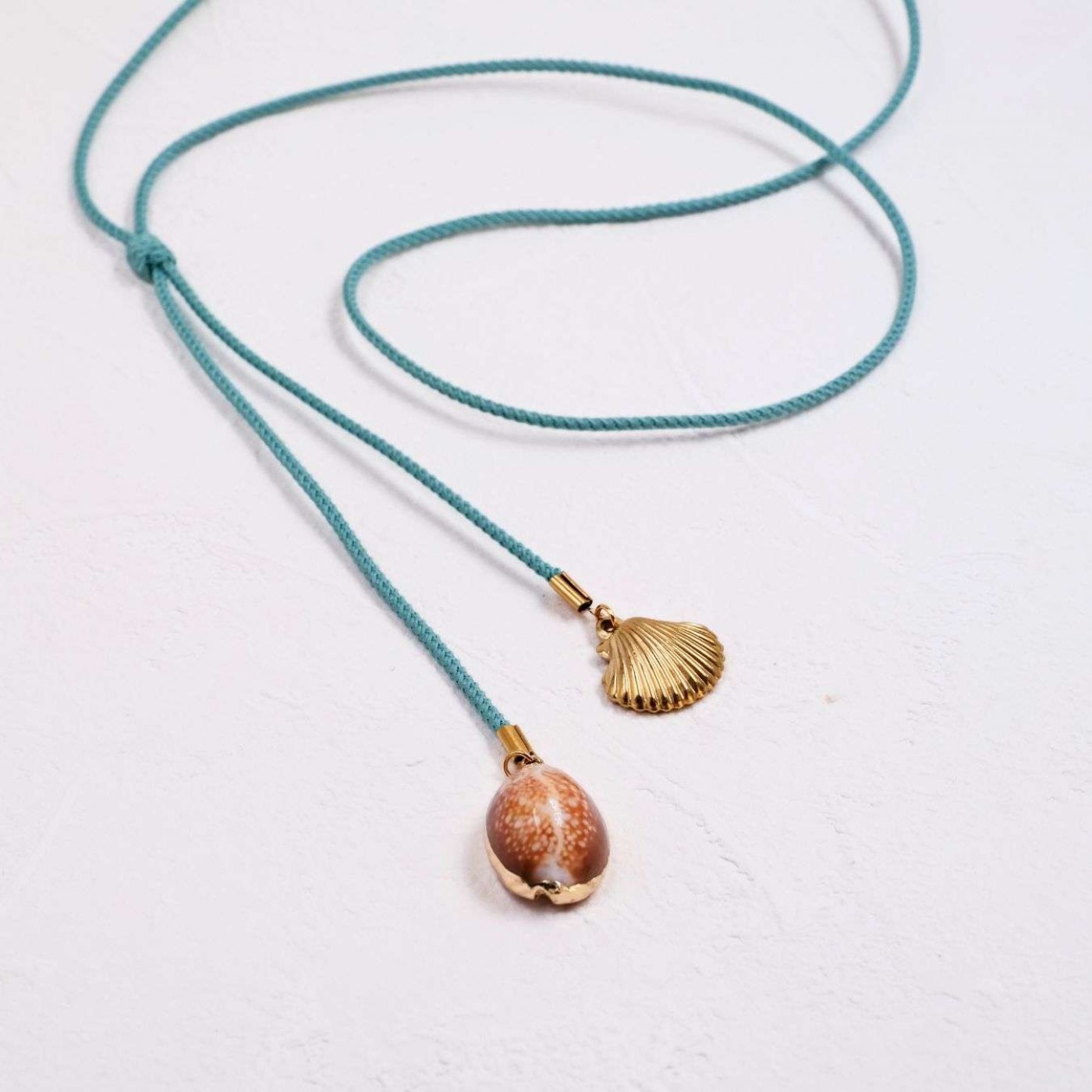Steel Gold-plated Necklace - Cord & Sea Shells — Necklaces from Toolittle — additional view 2