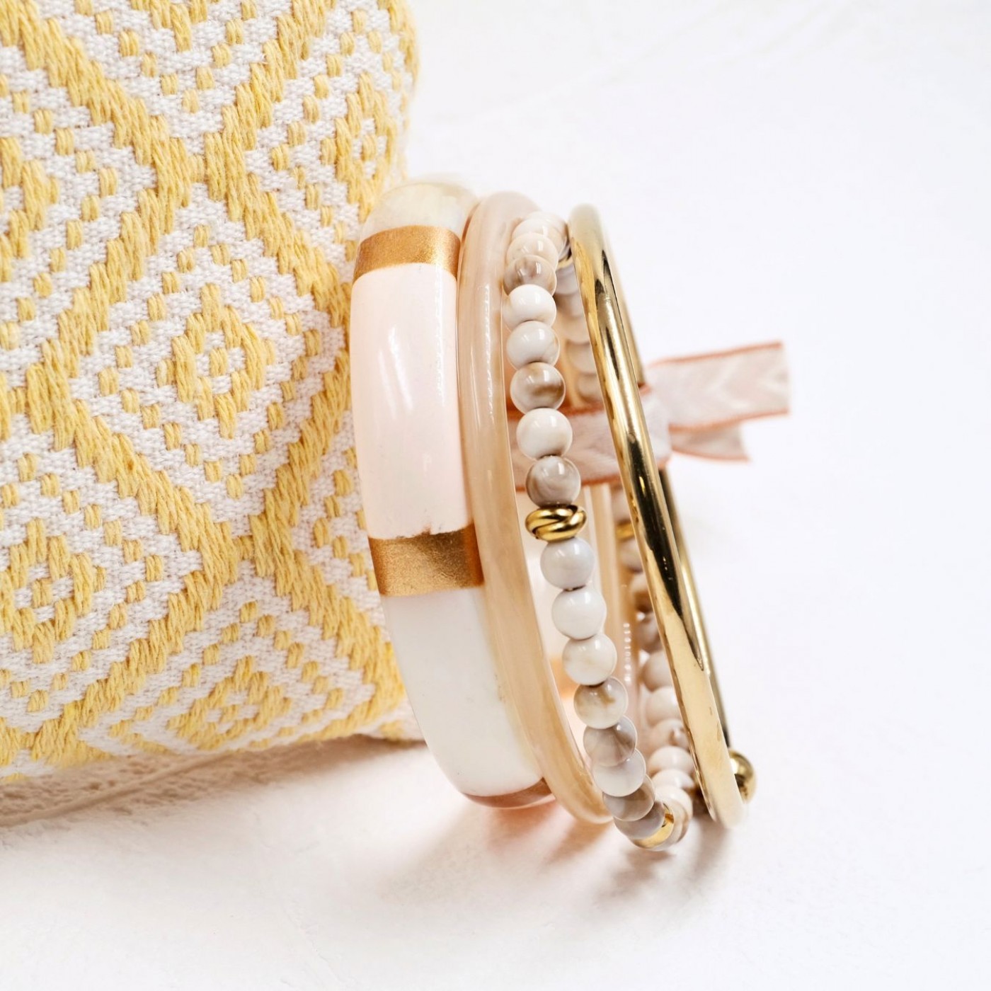 Set of Stainless Steel Bracelet - Beige