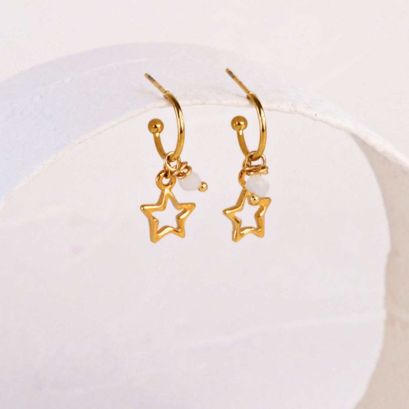 Stainless Steel Jewelry: Star Hoop Earrings