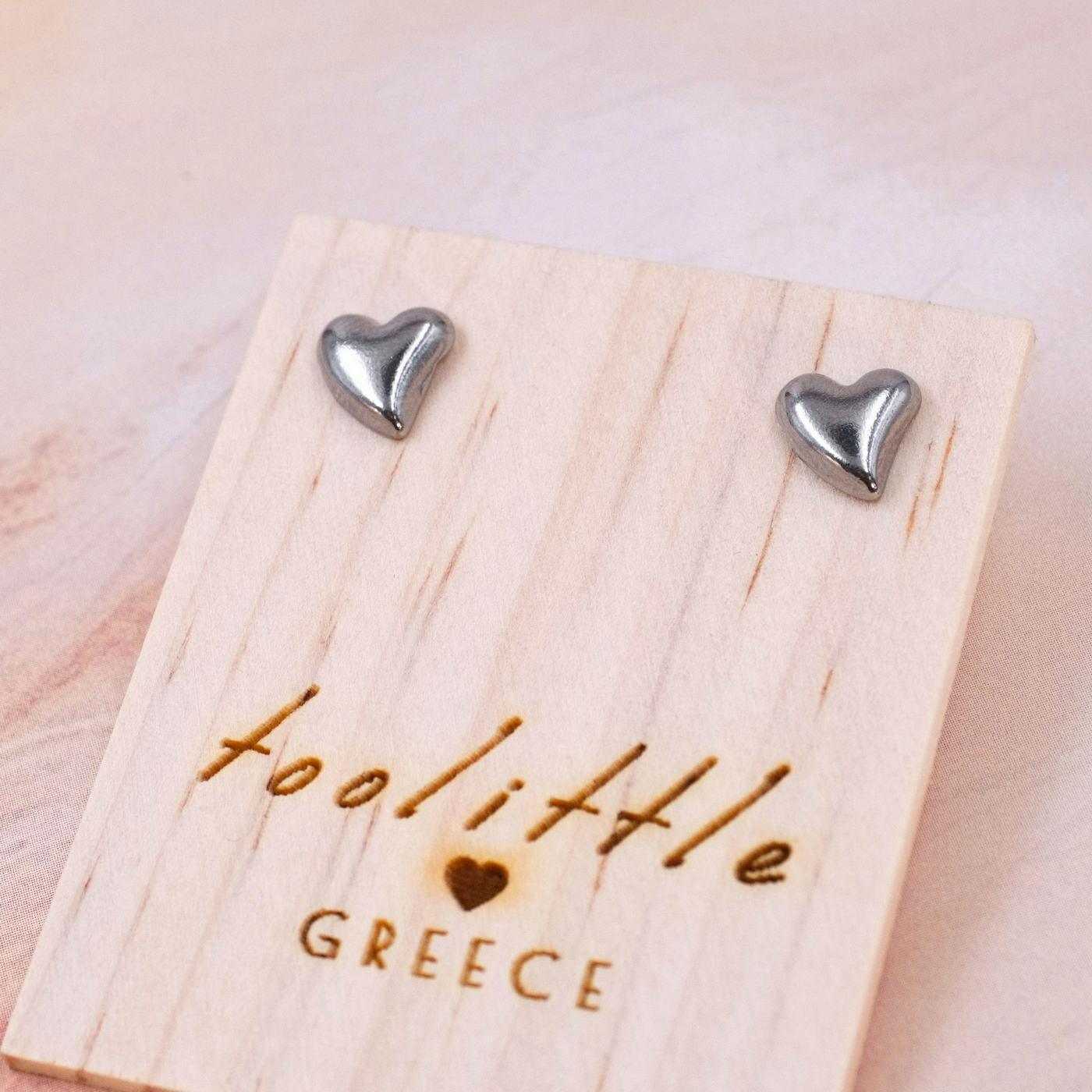 Inox Stud Heart Earrings — Earrings from Toolittle — additional view 2