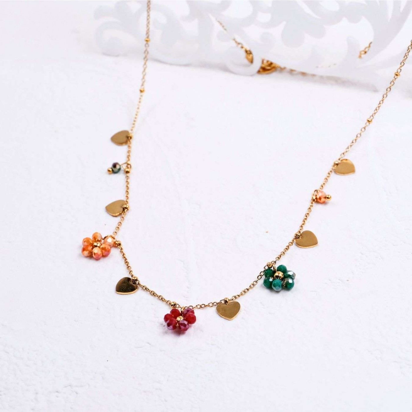 Stainless Steel Jewelry: Necklace with Crystal Flowers — Necklaces from Toolittle — additional view 2