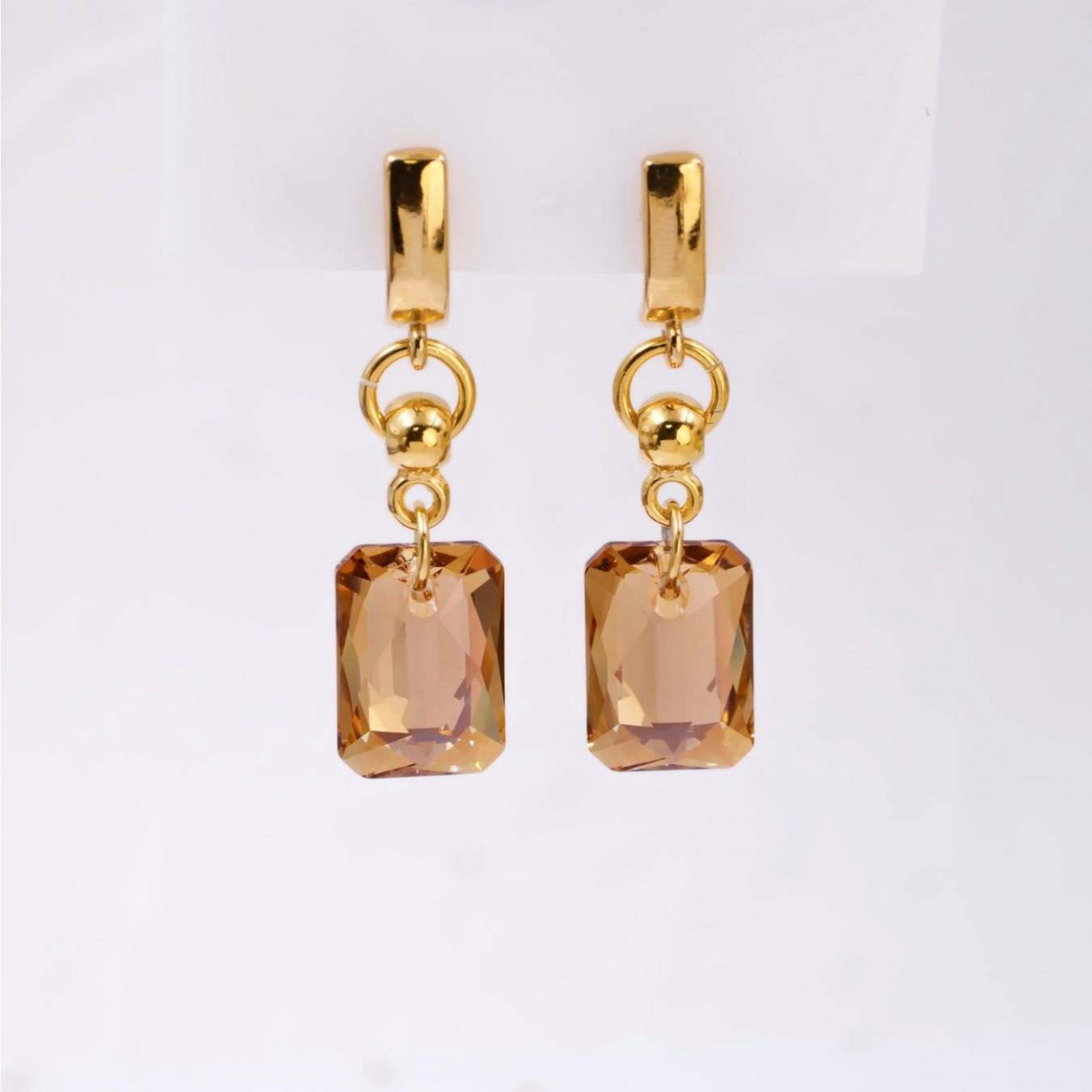 Crystal Collection: Gold-Plated Dangle Earrings — Earrings from Toolittle — additional view 3