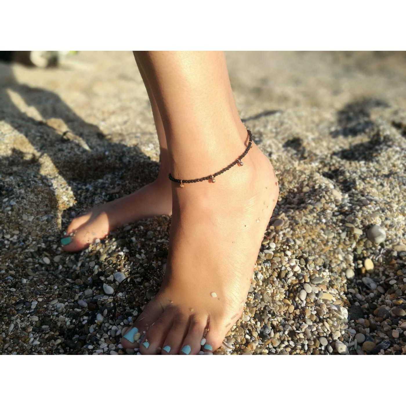 Oceanica Precious Black Agate Anklet — Anklets from Toolittle — additional view 2