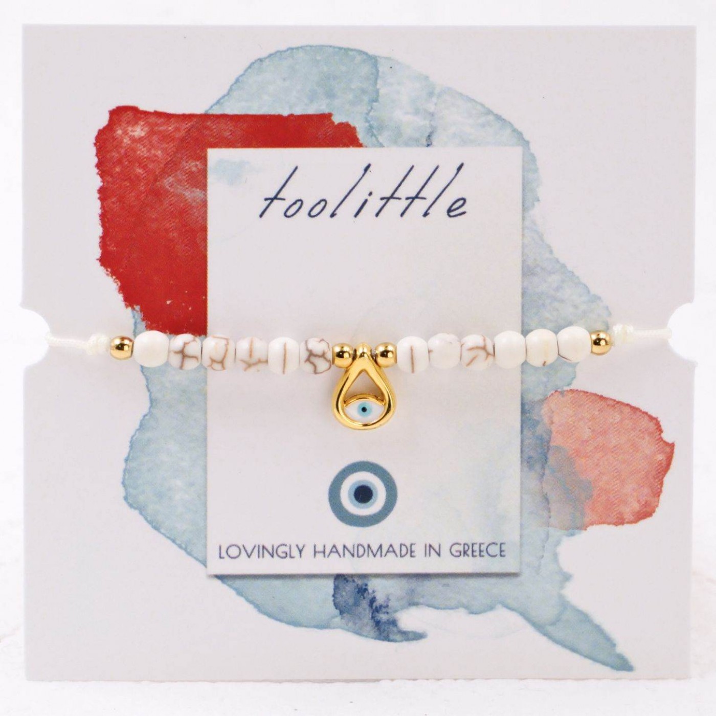 Macramé Bracelet with Gold-Plated Evil Eye & Stones | Ecru — Bracelets from Toolittle — additional view 4