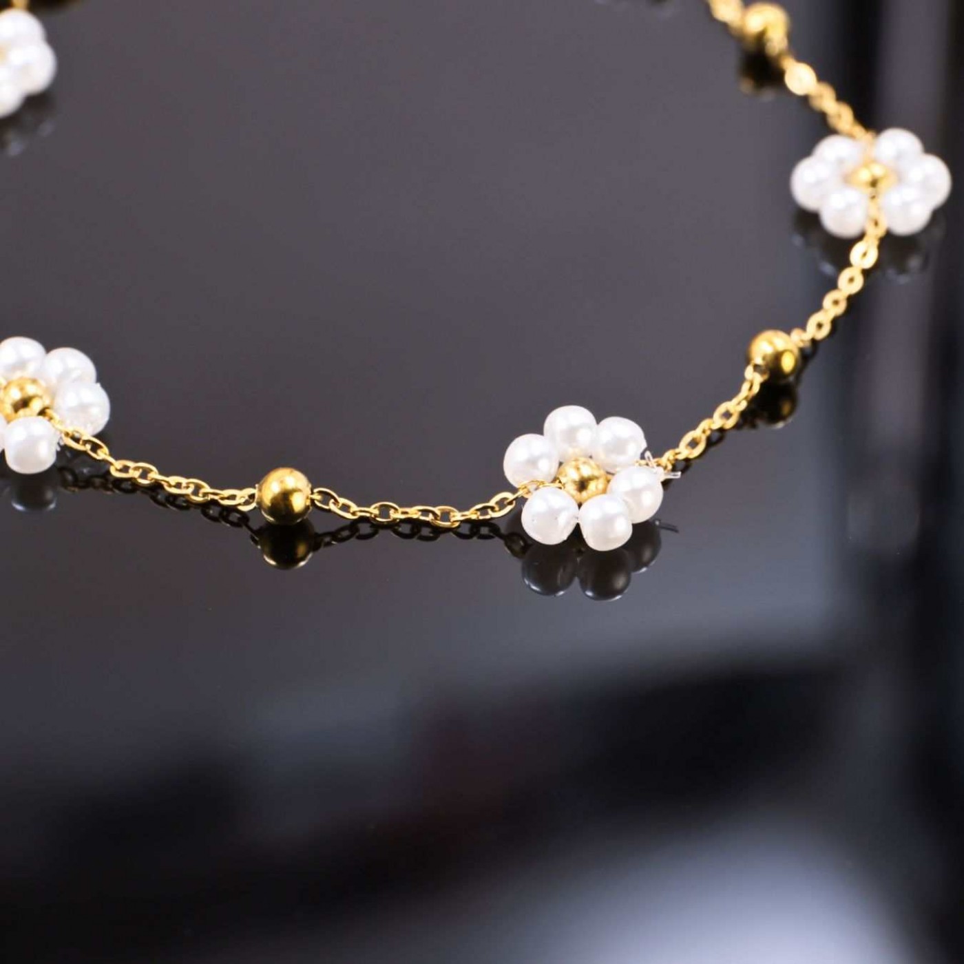 Stainless Steel Jewelry: Pearl Daisies Bracelet — Bracelets from Toolittle — additional view 2