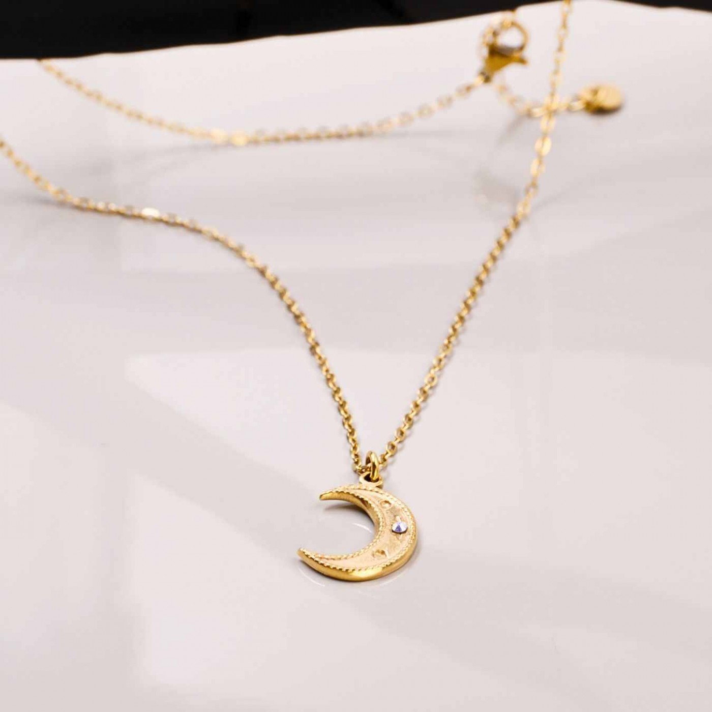 Stainless Steel Necklace - Metal Moon with Zircon — Necklaces from Toolittle — additional view 4