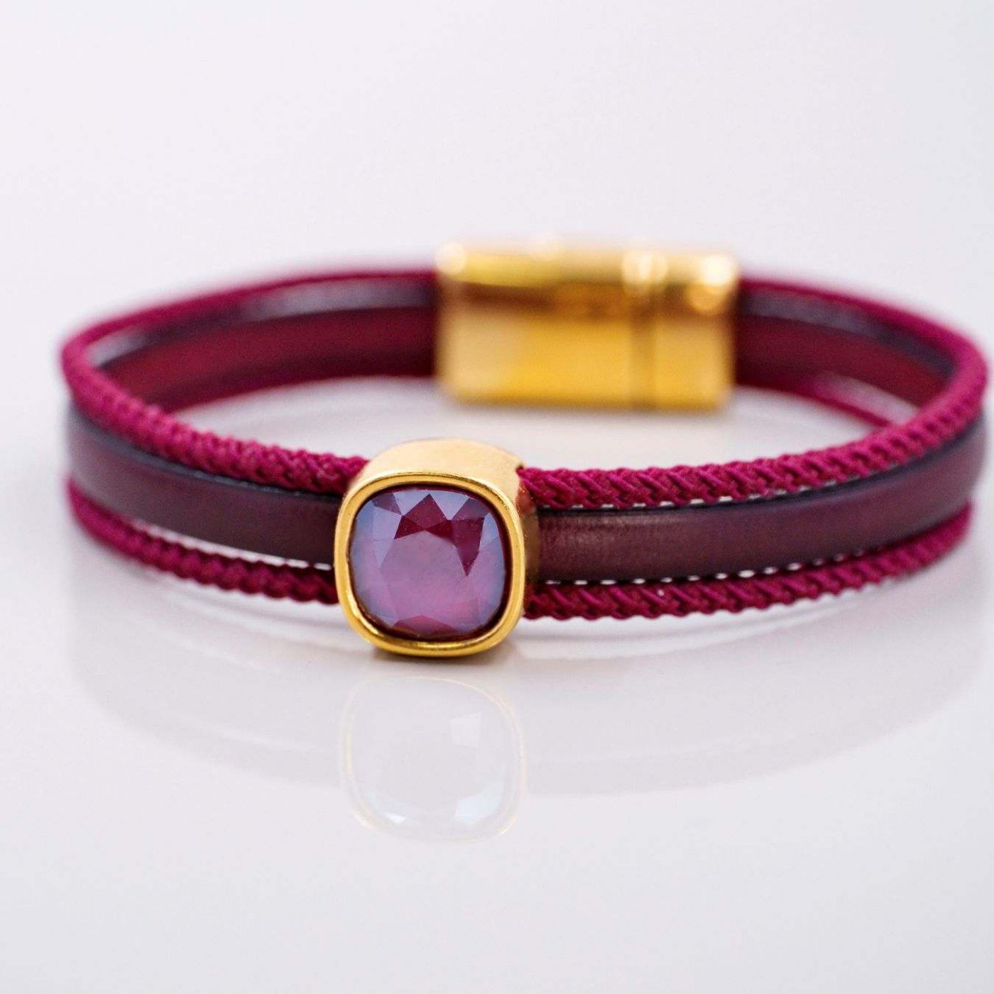 Bordeaux Crystal Leather Bracelet — Bracelets from Toolittle — additional view 3