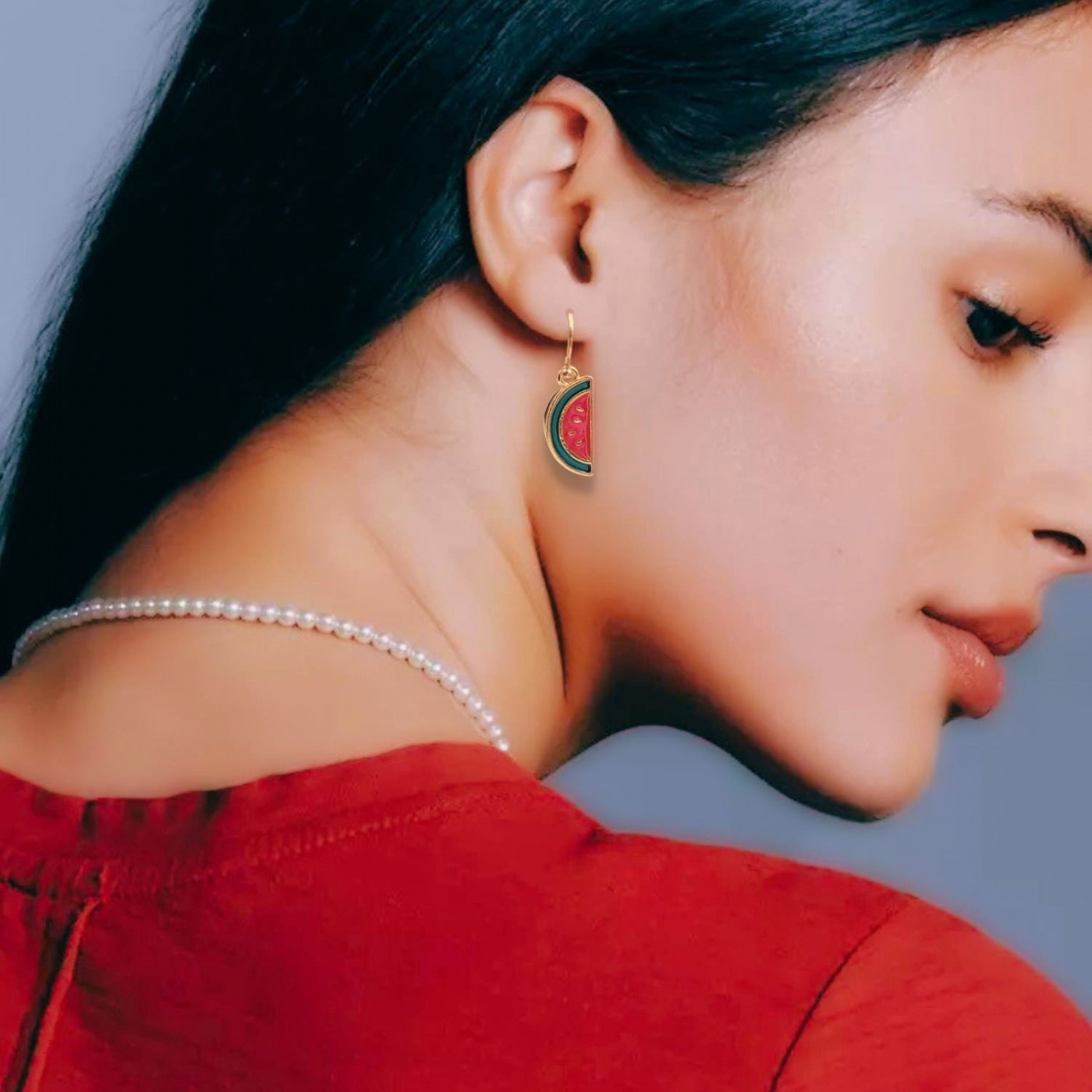 Watermelon Gold-plated Earrings — Earrings from Toolittle — additional view 2