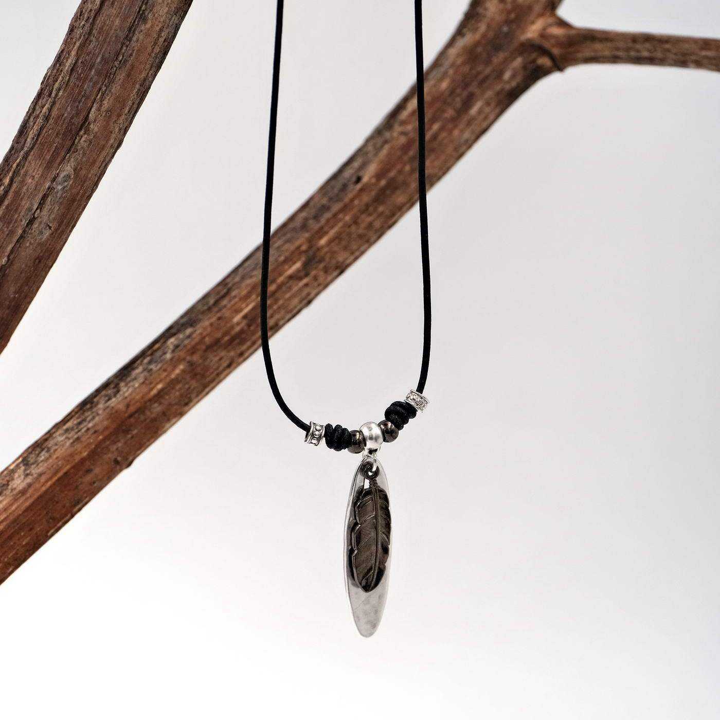 Men's necklace Feather