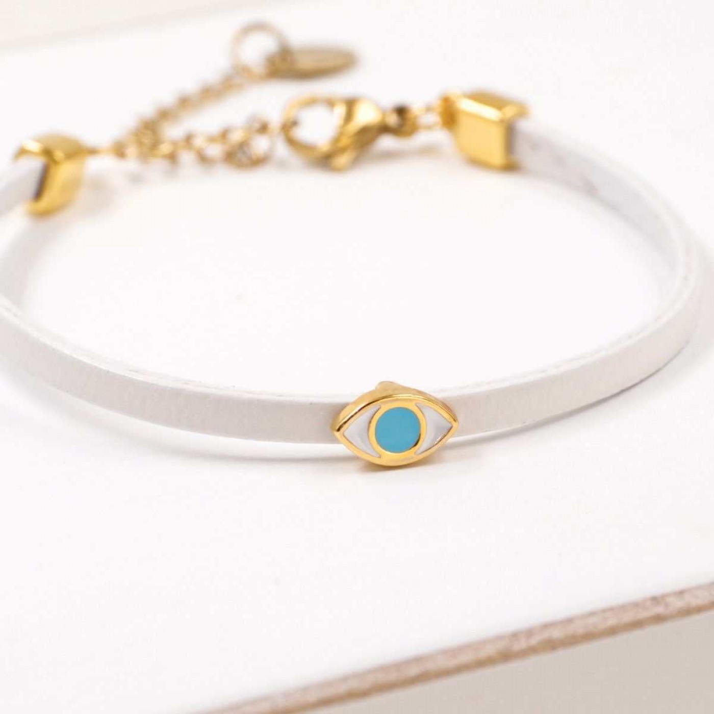 Handmade Leather Bracelet with Evil Eye – 24K Gold Plated — Bracelets from Toolittle — additional view 14