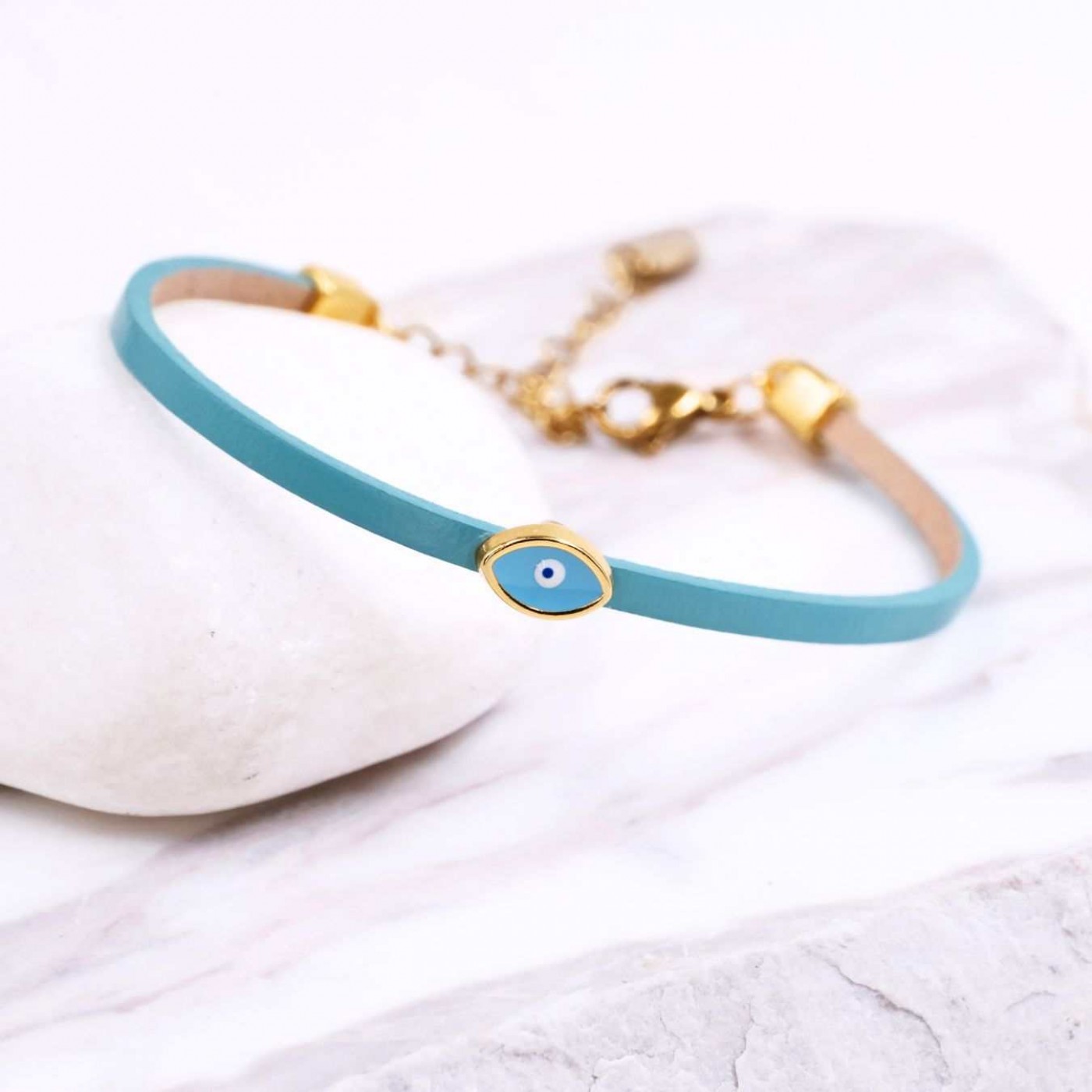 Women's Leather Bracelet | Sky Blue Enamel Eye — Bracelets from Toolittle — additional view 3