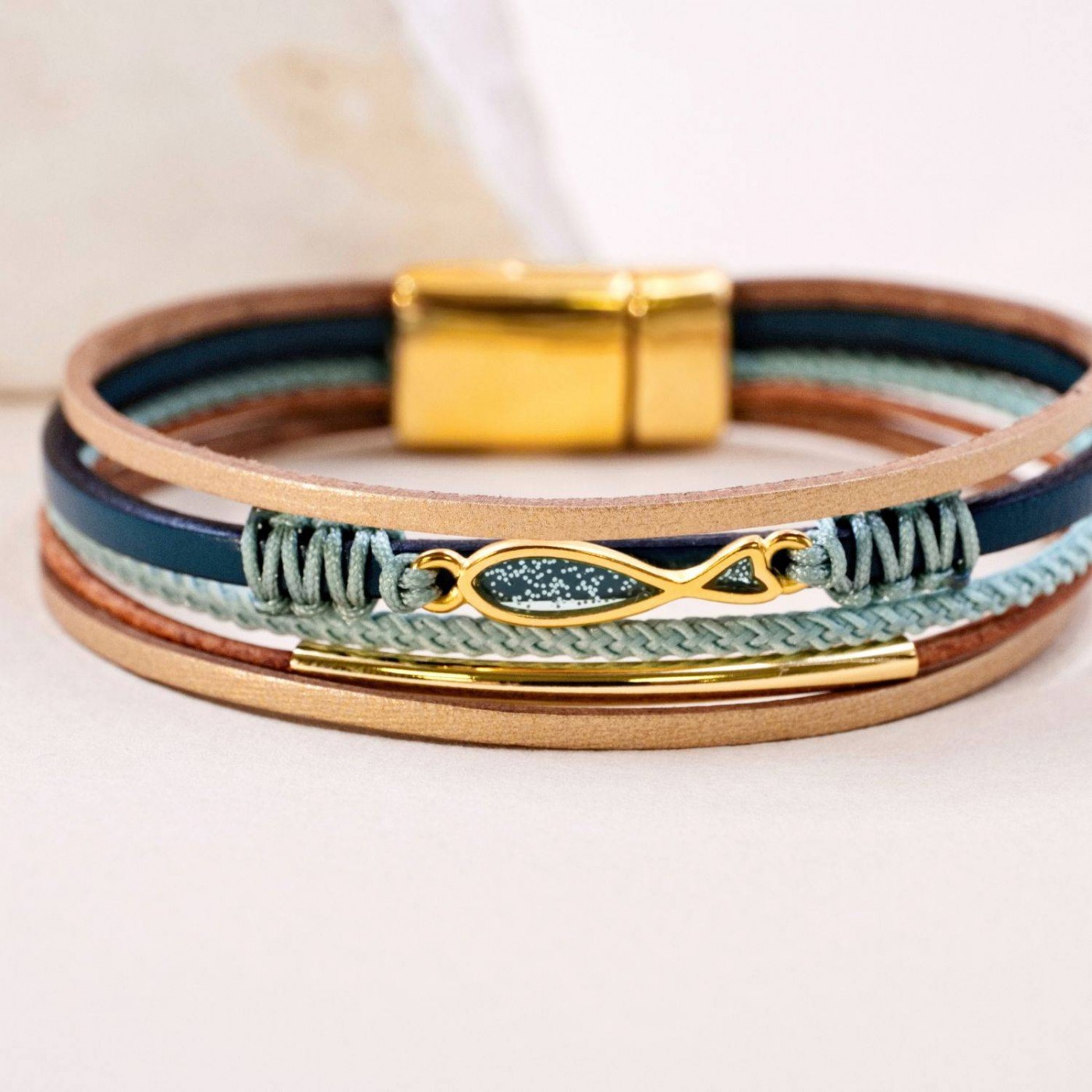 Enamelled Fish Leather Bracelet — Bracelets from Toolittle — additional view 3