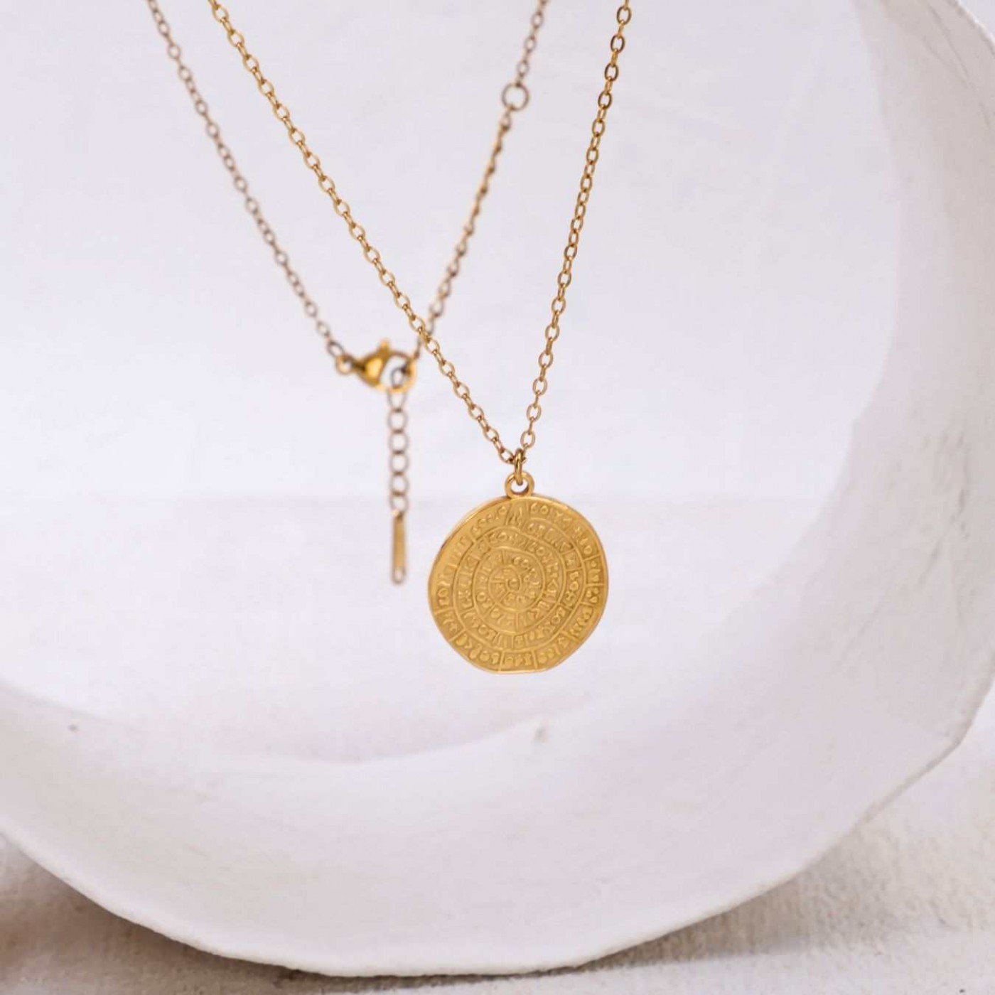 Stainless Steel Jewelry: Handmade Necklace - Phaistos Disc — Necklaces from Toolittle — additional view 3