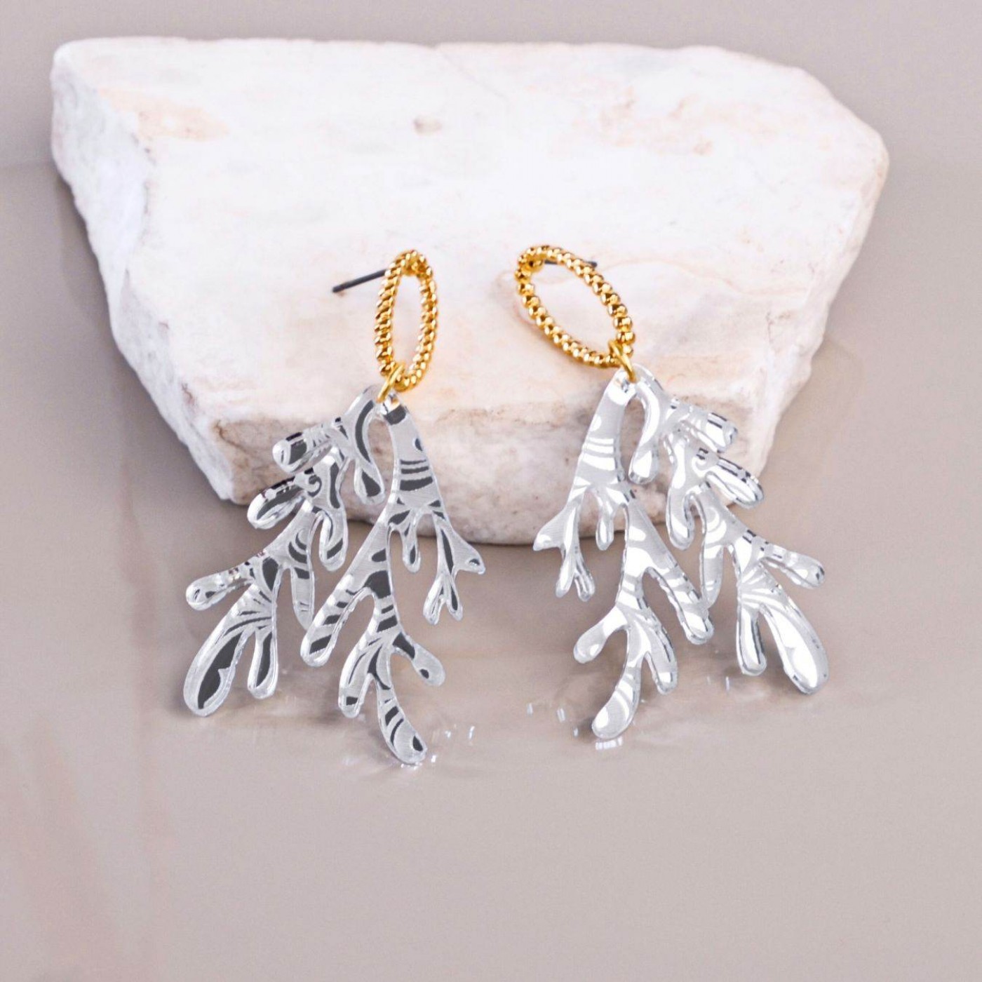 Golden Earrings | Plexiglass Coral — Earrings from Toolittle — additional view 5