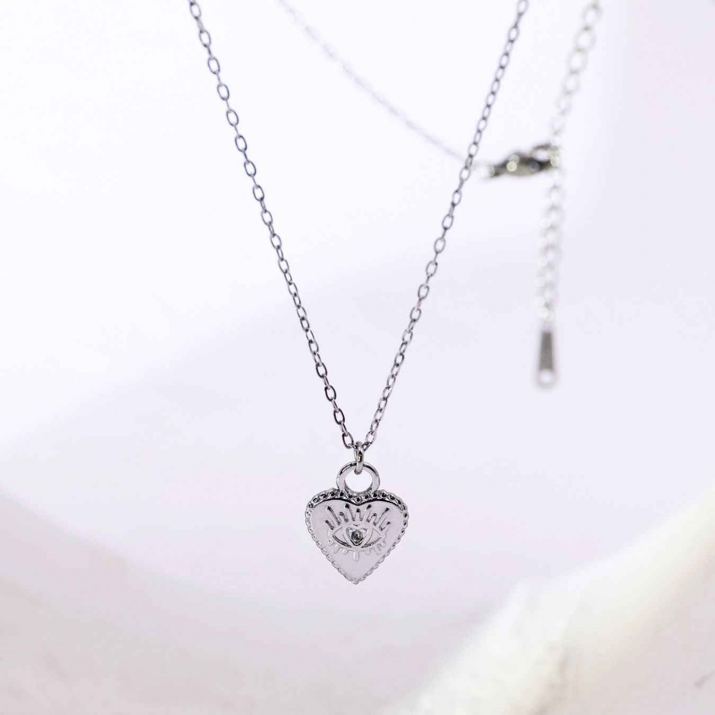 Stainless Heart Necklace with Evil Eye — Necklaces from Toolittle — additional view 4
