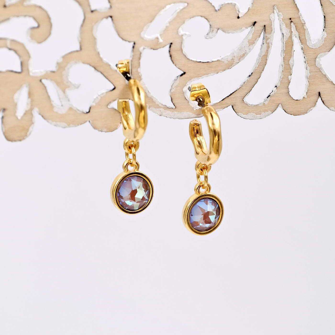 Gold-plated hoop earrings with crystals — Earrings from Toolittle — additional view 2