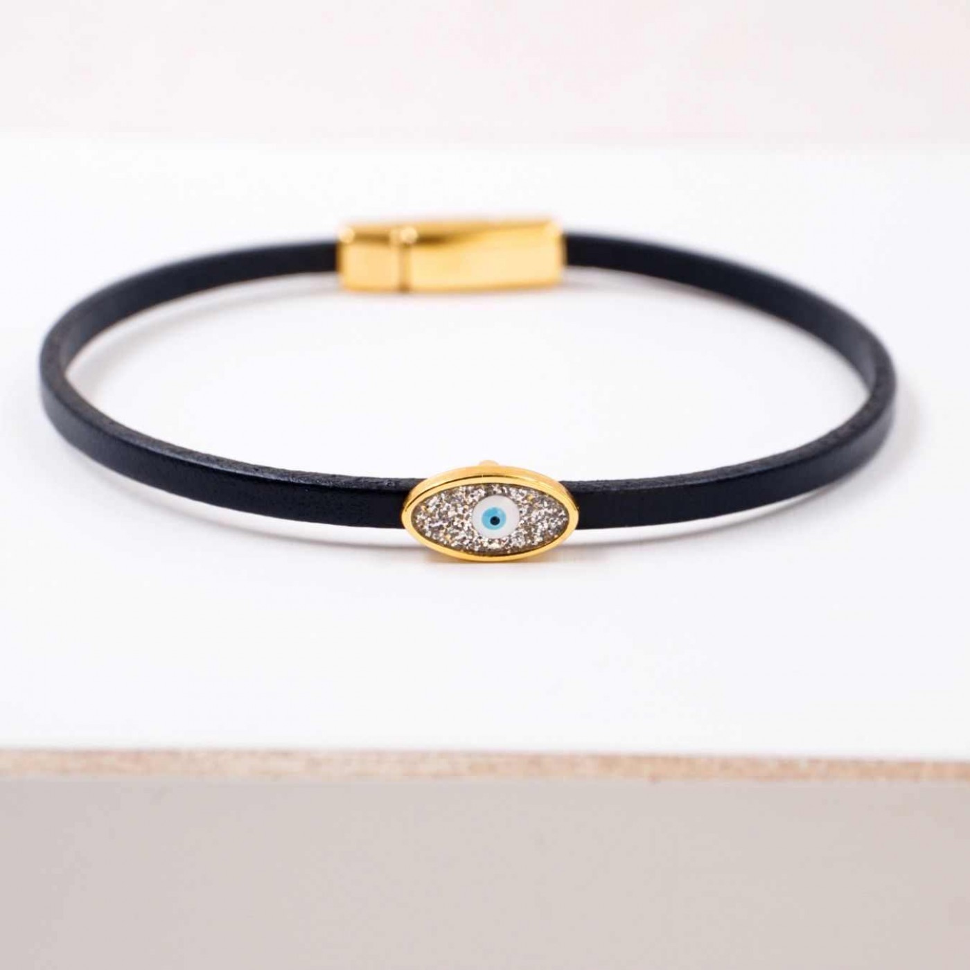 Handcrafted Leather Bracelet with Evil Eye | Color Select — Bracelets from Toolittle — additional view 3