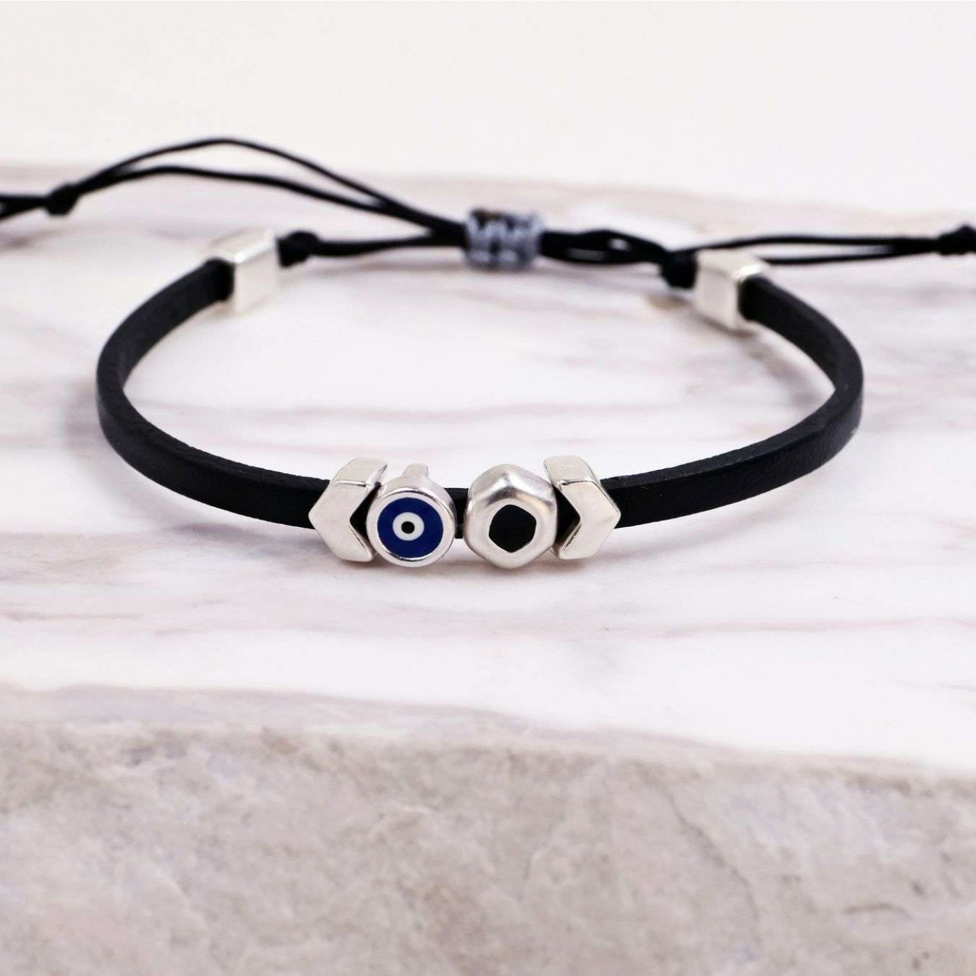 Men's Leather Bracelets | Evil Eye & Enamel — Bracelets from Toolittle — additional view 4