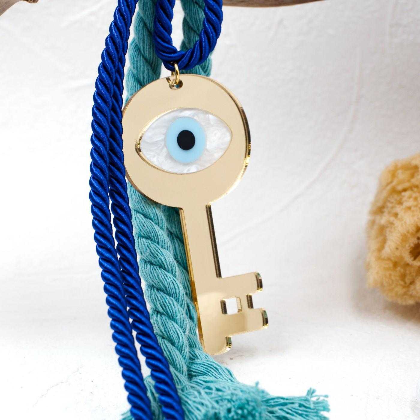 Aegean Collection Lucky Charm Key with Evil Eye — Pendants & charms from Toolittle — additional view 3
