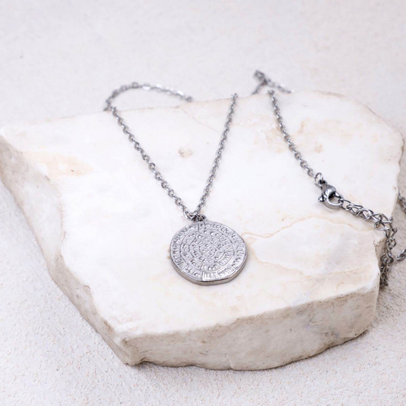 Stainless Steel Jewelry: Handmade Necklace - Phaistos Disc — Necklaces from Toolittle — additional view 5